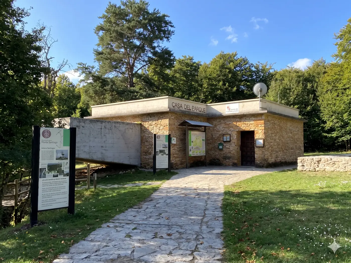 Edificio de la Casa del Parque de Monte Santiago en Fuente Santiago (ilustración generada con IA)