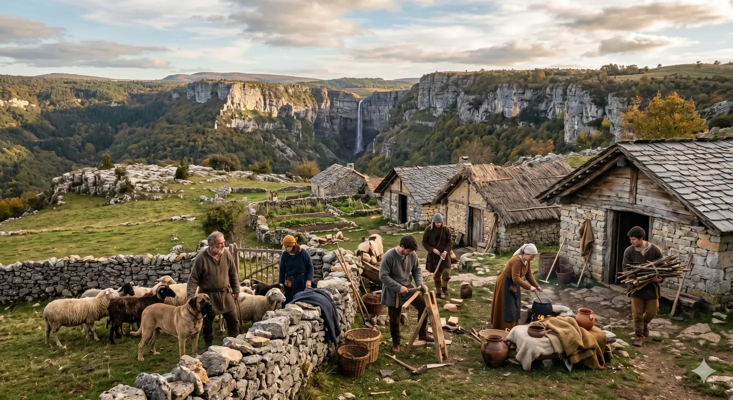 Recreación de los pobladores medievales (ilustración generada con IA)